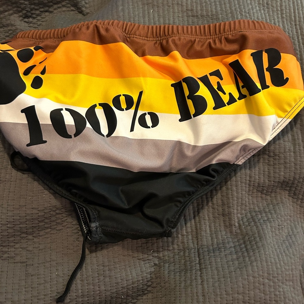 Splish Bear Pride Flag 100% Bear Swim Briefs Size L - 38 W